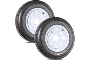 eCustomrim 2-Pack Trailer Tire and Rim 530-12 5.30-12 530X12 Load Range C 5 Lug White Modular Wheel - 2 Year Warranty w/Free Roadside