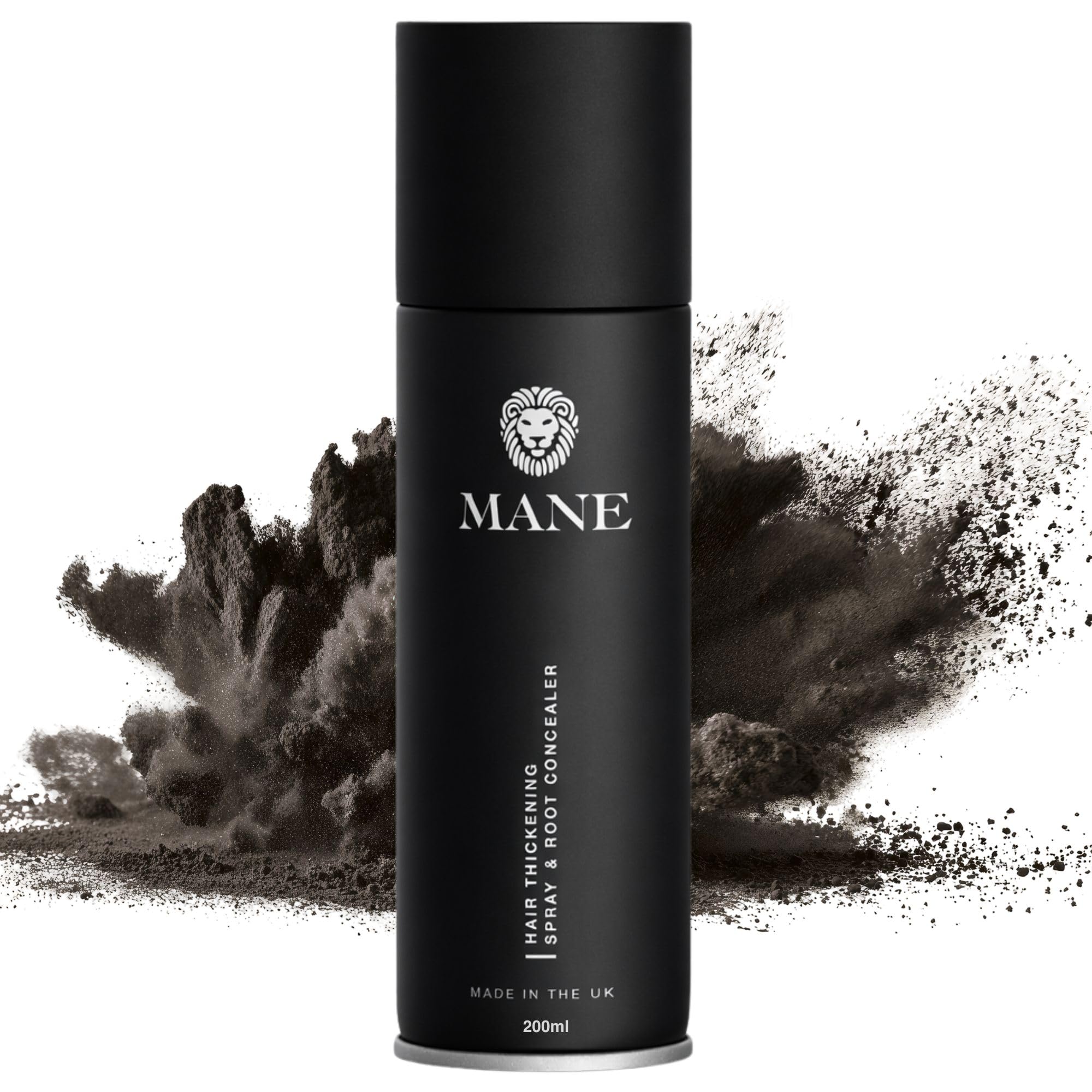 Mane Micro-Mineral Hair Thickening Spray & Root Touch Up Spray, Instant Volume & Root Cover Up for Thinning or Fine Hair, Lightweight Buildable Coverage for Men & Women, Black, 200 ml