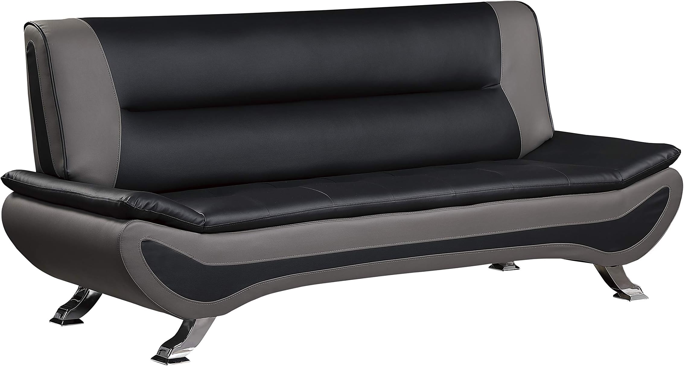 Lexicon 78-Inch Faux Leather Sofa, Black/Gray