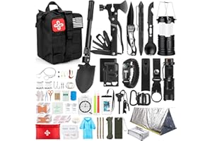 HIHEGD Survival Kit, 250Pcs Survival Gear First Aid Kit with Molle System Compatible Bag and Emergency Tent, Emergency Kit for Earthquake, Outdoor Adventure, Hiking, Hunting, Gifts for Men Women