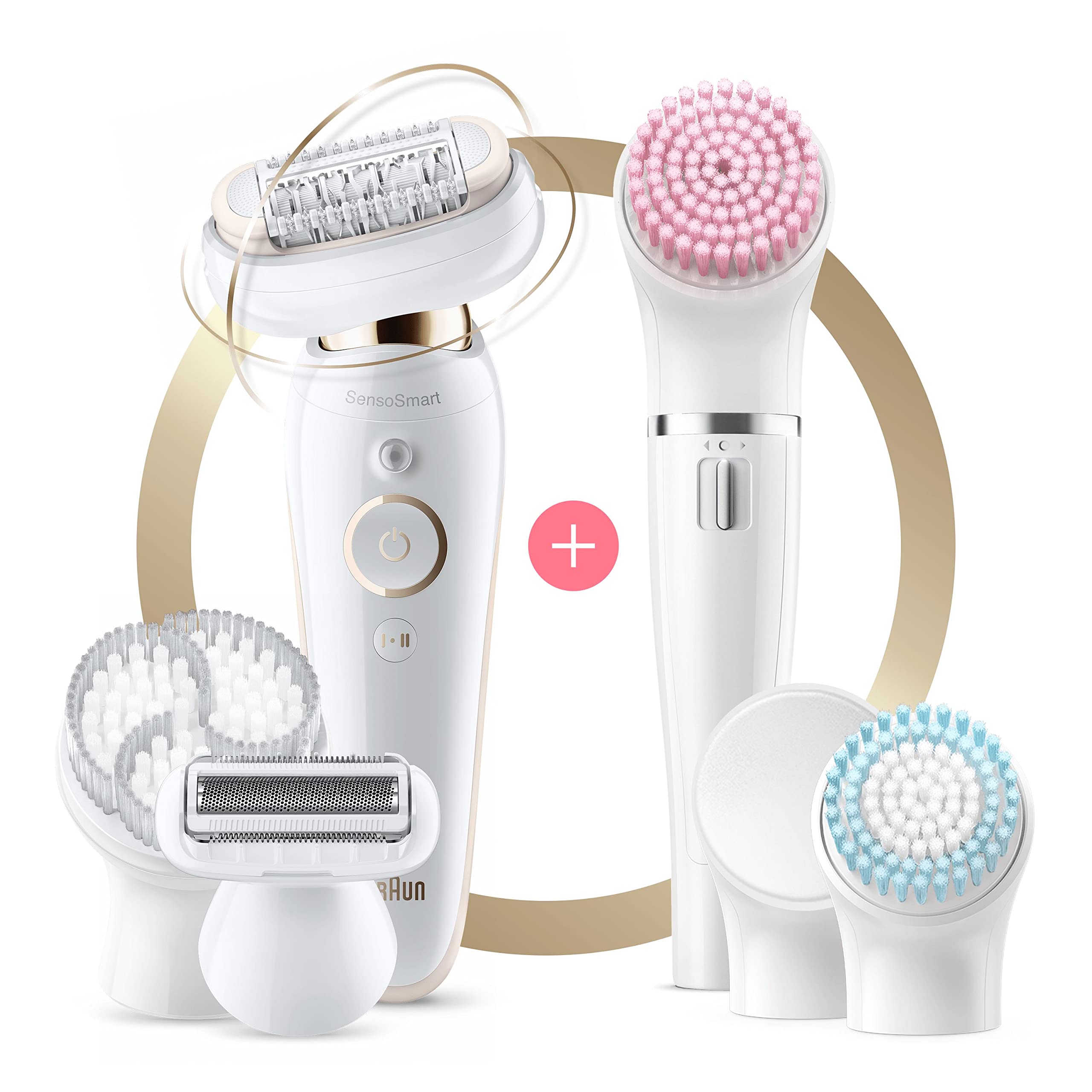 Braun Silk-épil 9 Flex 9-100 Beauty Set, Epilator With Flexible Head Hair Removal, Anti-Slip Grip And Pressure Control For Effortless Hair Removal, FaceSpa With Exfoliation Brushes & Make-up Sponge