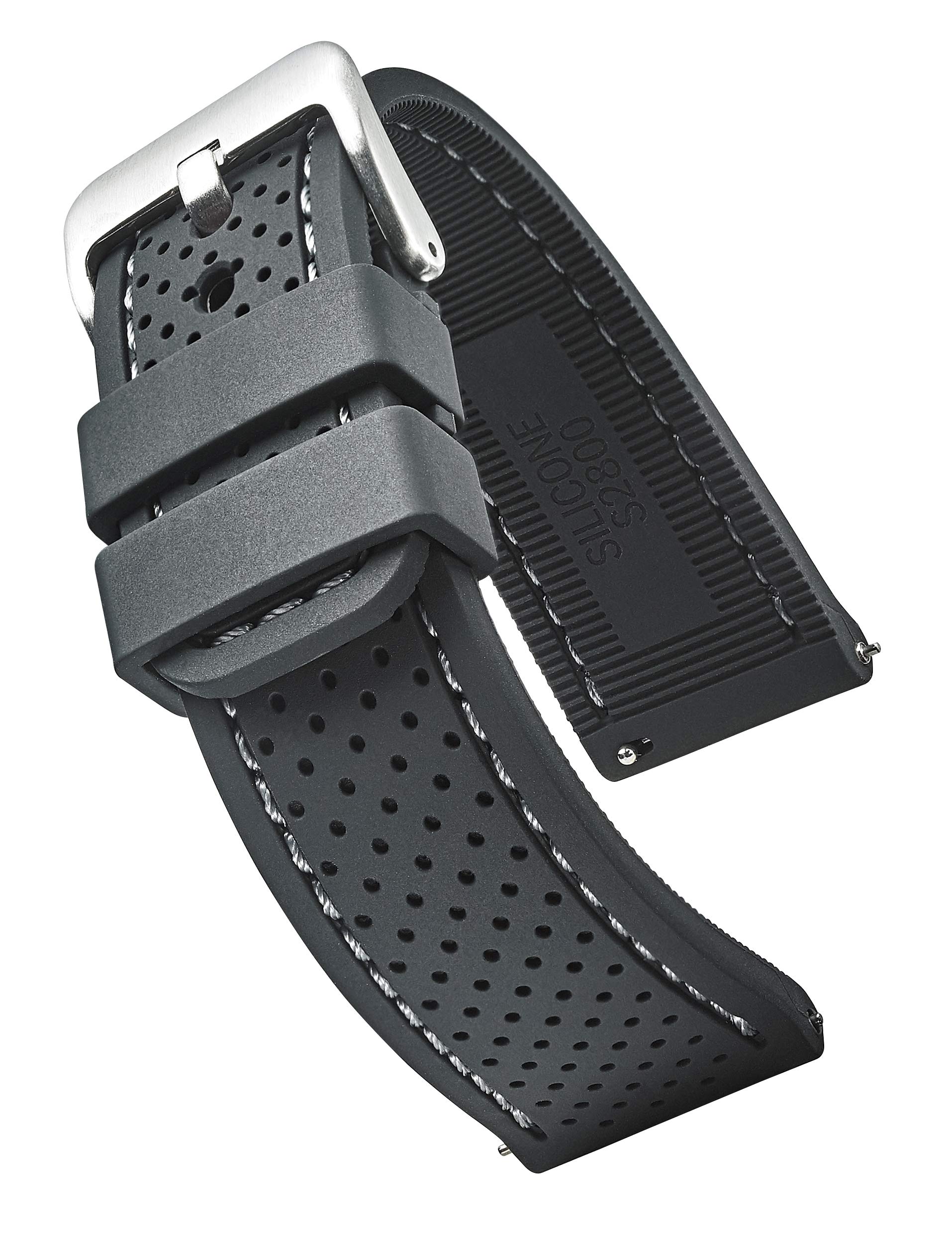 ALPINE Sporty Premium Soft Silicone Adjustable Watch Band - Replacement Rubber Watch Bands for Women & Men - Waterproof Quick Release Watch Straps - Compatible with Regular & Smart Watch Bands