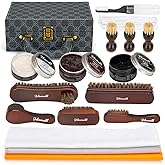 Jdomall Shoe Care Kit - 16pc, Blue: Premium Deluxe Shoe Polish Kit - Black, Brown & Neutral Polish, Horsehair Brushes, Buffing Cloth & More for Leather Shoes & Boots Care