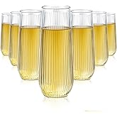 Lueumxc 48 Pack Plastic Ribbed Champagne Flutes, 9 Oz Stemless Disposable Clear Plastic Toasting Glasses Shatterproof Recyclable and BPA-Free Perfect For Wedding