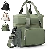 bergsalz Expandable Adult Lunch Box for Women Men, Double Compartment Insulated Lunch Bag, Leakproof Thermal Cooler Bag with Shoulder Strap for Work, Office, Travel, Picnic