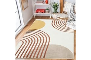 Wonnitar Boho Rug for Bedroom, 3x5 Washable Rug for Nursery, Bohemian Kids Rug Soft Non-Slip Small Living Room Area Rug, Mid Century Modern Soft Floor Carpet for Girls Baby Room (Orange,3'x5')