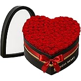 Moss Heart 100 Preserved Roses in Designer Heart-Shaped Box, Real Forever Roses, Long-Lasting 1+ Year, No Watering, Luxury Home Décor Arrangement, Valentine’s Day Gift for Wife or Girlfriend