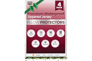 Utopia Bedding Set of 4 Waterproof Pillow Protectors with Zipper Queen Size (White), Ultra Soft Pillow Covers, Bed Bug and Dust Mite Proof Pillow Encasements, Moisture Wicking Pillow Cases