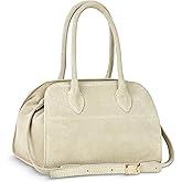 Italian Genuine Suede Top-Handle Bag for Women with Zipper & Adjustable Strap | Medium Structured Satchel Handbag