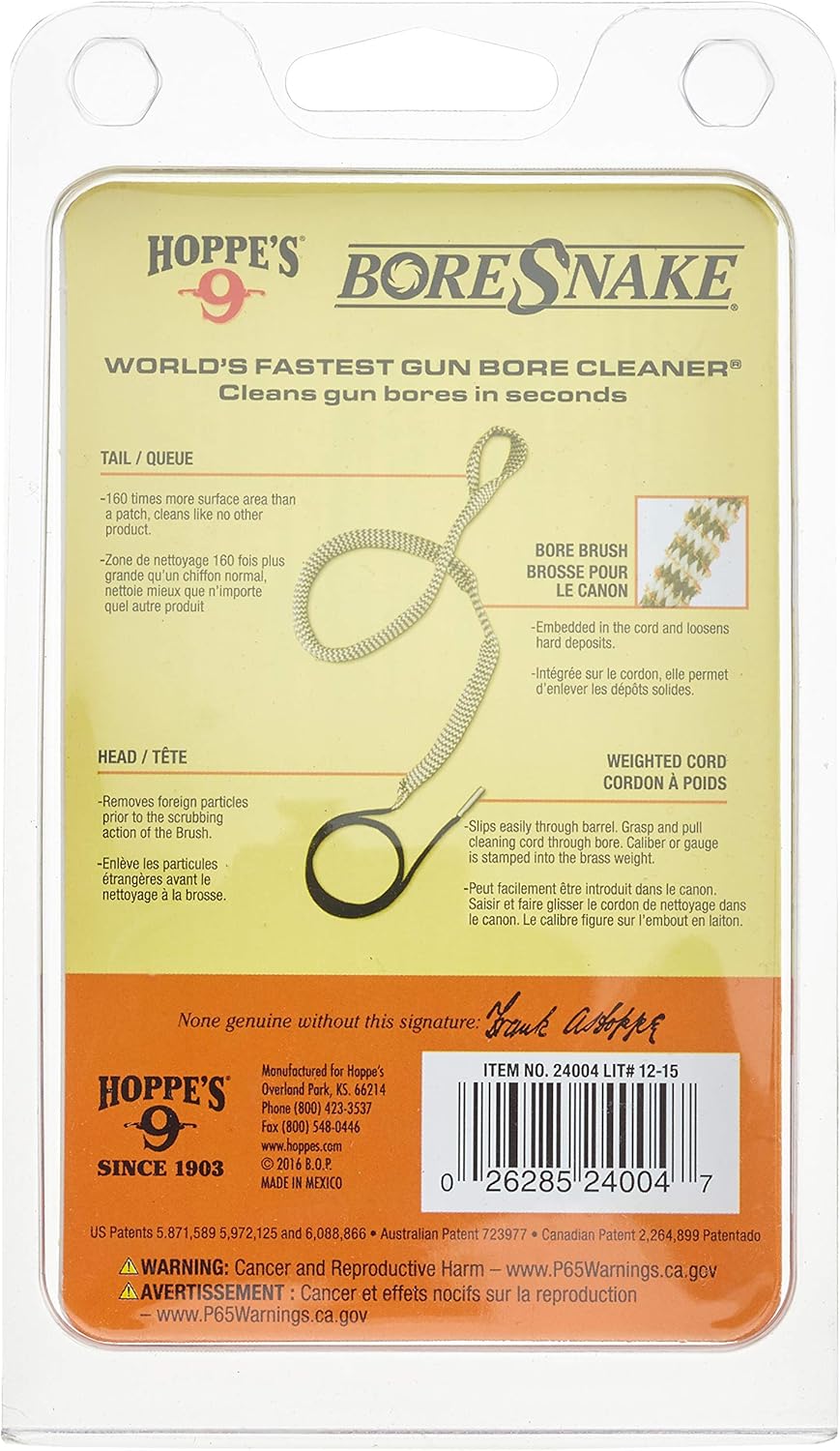 BoreSnake Hoppe's Original Pistol with Den : Sports & Outdoors