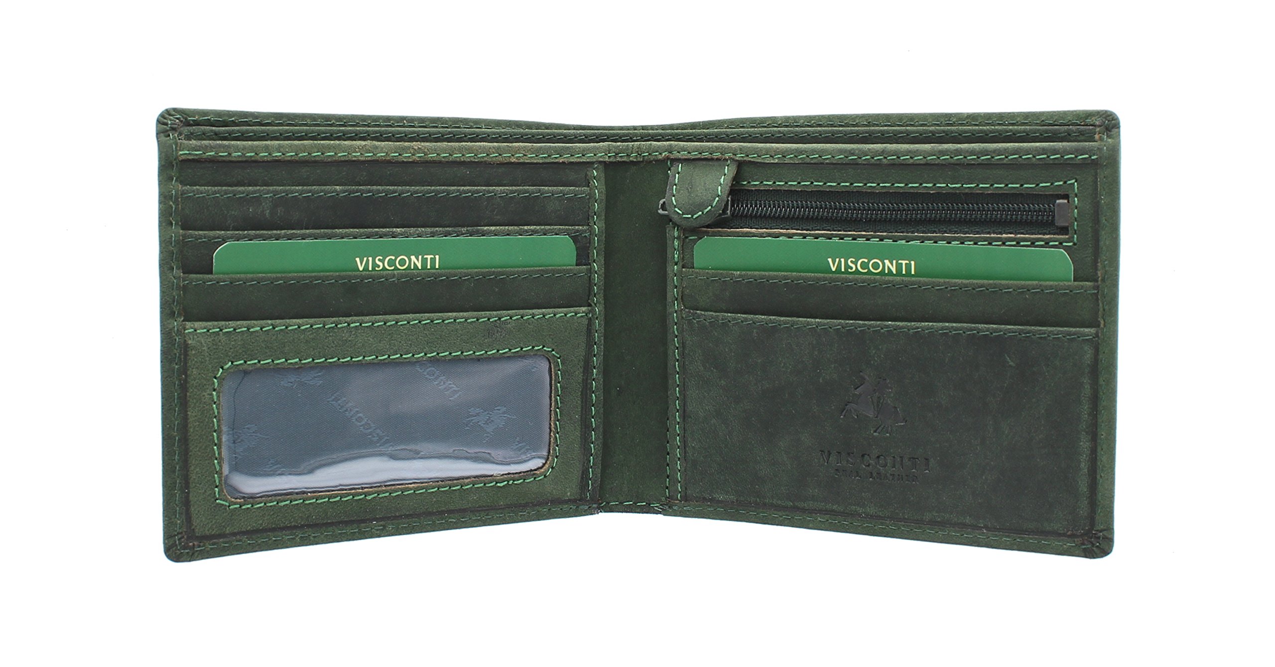VISCONTI Hunter Oiled Leather Shield Wallet 707 Oil Green RFID