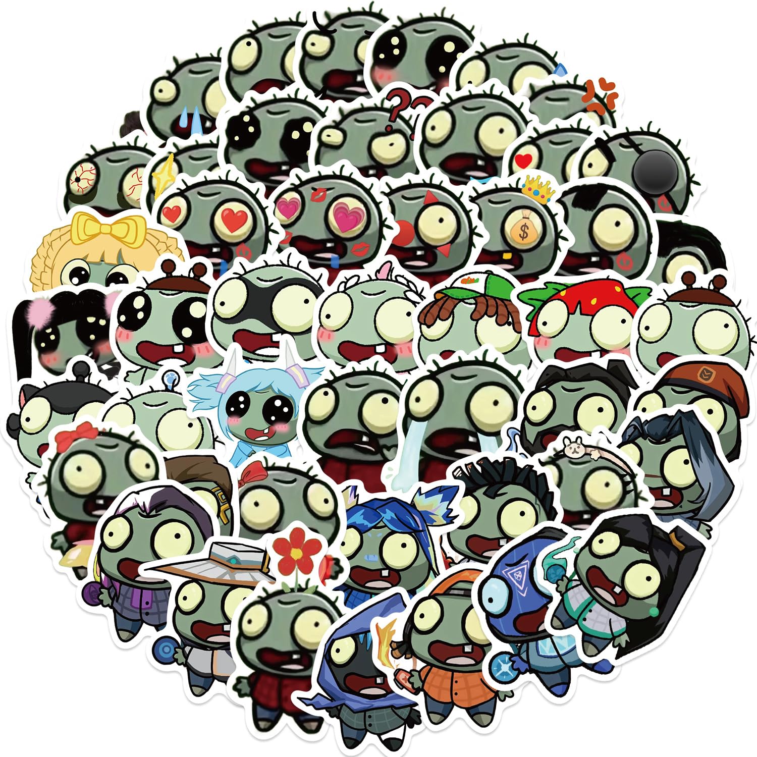 Zombie Sticker 50 Pcs Vinyl Cartoon Horror Zombie Stickers for Water Bottle Skateboard Laptop Scrapbook Phone Helmet Bike Car Luggage Computer,Waterproof Cute Funny Meme Sticker for Teens Kids Boys