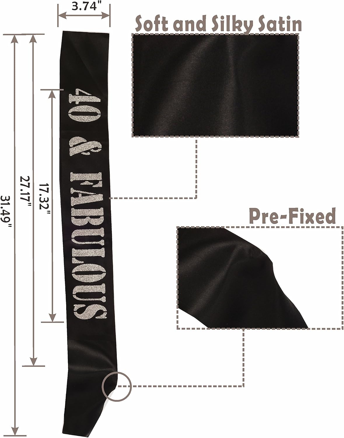 40th Birthday Gifts for Women, 40th Birthday Tiara and Sash, 40th Birthday Party Supplies| 40 & Fabulous Black Glitter Satin Sash, Tiara Birthday Crown, 40th Birthday Party Supplies and Decorations: Health & Personal Care