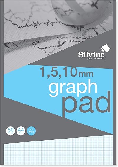 Silvine A4 Professional Graph Pad 50 Sheets 90gsm Top-Bound White Graph