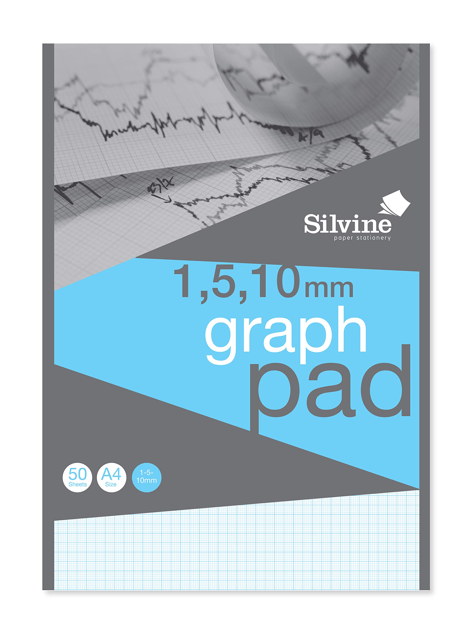 Silvine A4 Professional Graph Pad. 50 Sheets of Quality 90gsm Paper,White