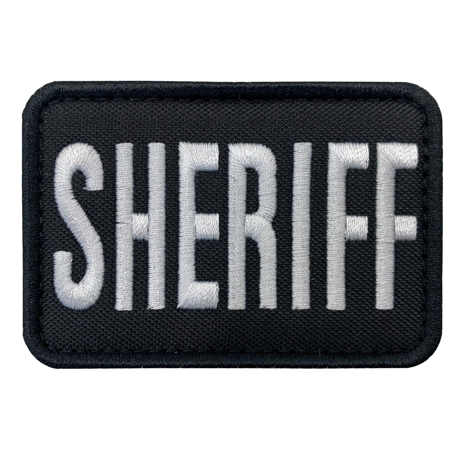 uuKen Sheriff Patch Embroidery Black and White 3x2 inches with Hook Fastener Back for Hats Caps Bags Backpacks Clothing Vest Jackets (Black and White, XS 3"x2")
