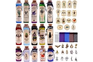 AINSWEI 99 Pcs Apothecary Bottles Set with Halloween Stickers & Pendants - Tiered Tray Decor for Indoor Halloween Party Supplies