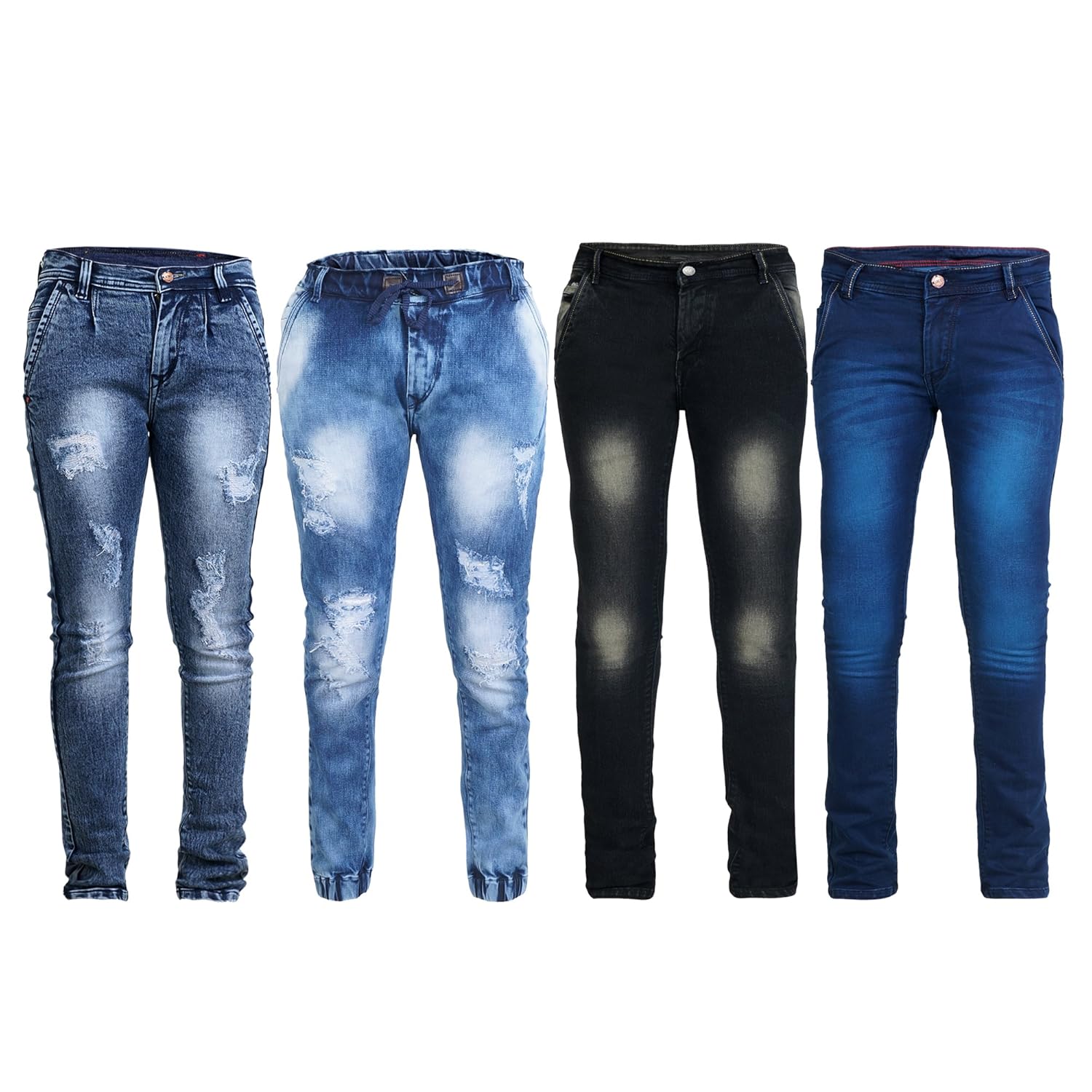 Buy Indian Style Combo of 4 Blue & Black Denim Slim Fit Casual Jeans
