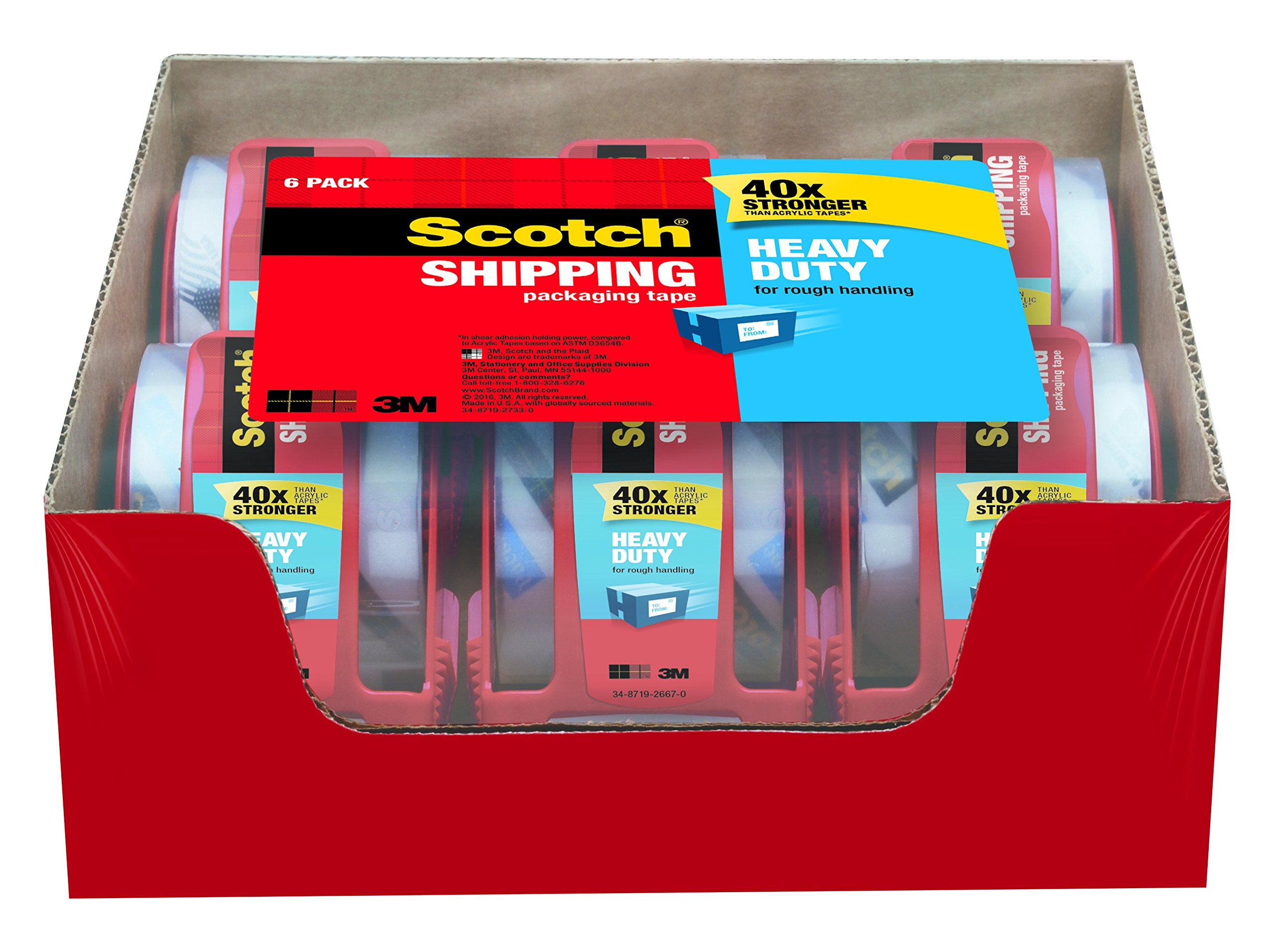 Scotch Heavy Duty Shipping Packaging Tape 1.88 Inches x 800 Inches 6
