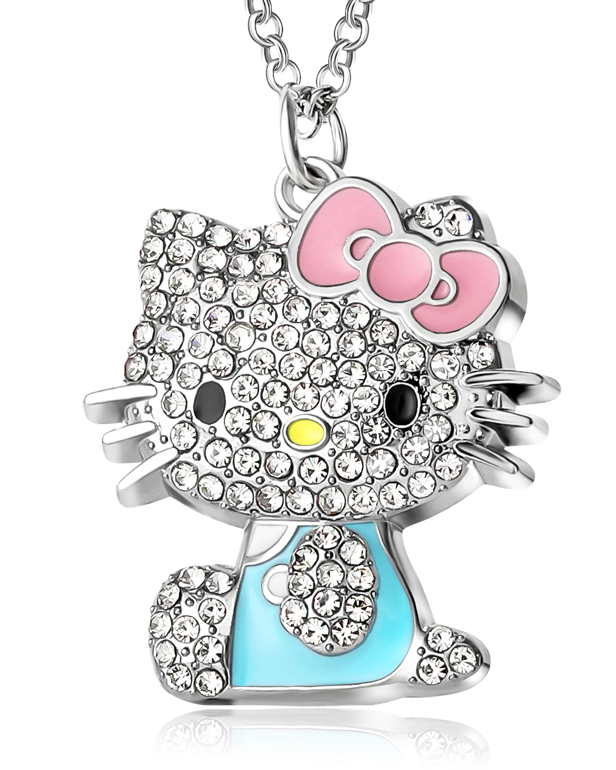 SALLY ROSE Sanrio Hello Kitty Pave Crystal Pendant Necklace Official License, 16
