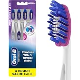 Oral-B 3D White Deep Stain Remover toothbrushes, 4 Count Toothbrush Medium, Removes 90% of Surface Stains, whitens Teeth, deep Reach, removes Plaque and Stains Tooth Brush