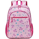Ryushoyo Backpack for Little Girls, Cute Lightweight Water Resistant Preschool Backpack for Kindergarten Elementary Bookbag Dino Girls Schoolbag with Chest Strap Dinosaur Pink