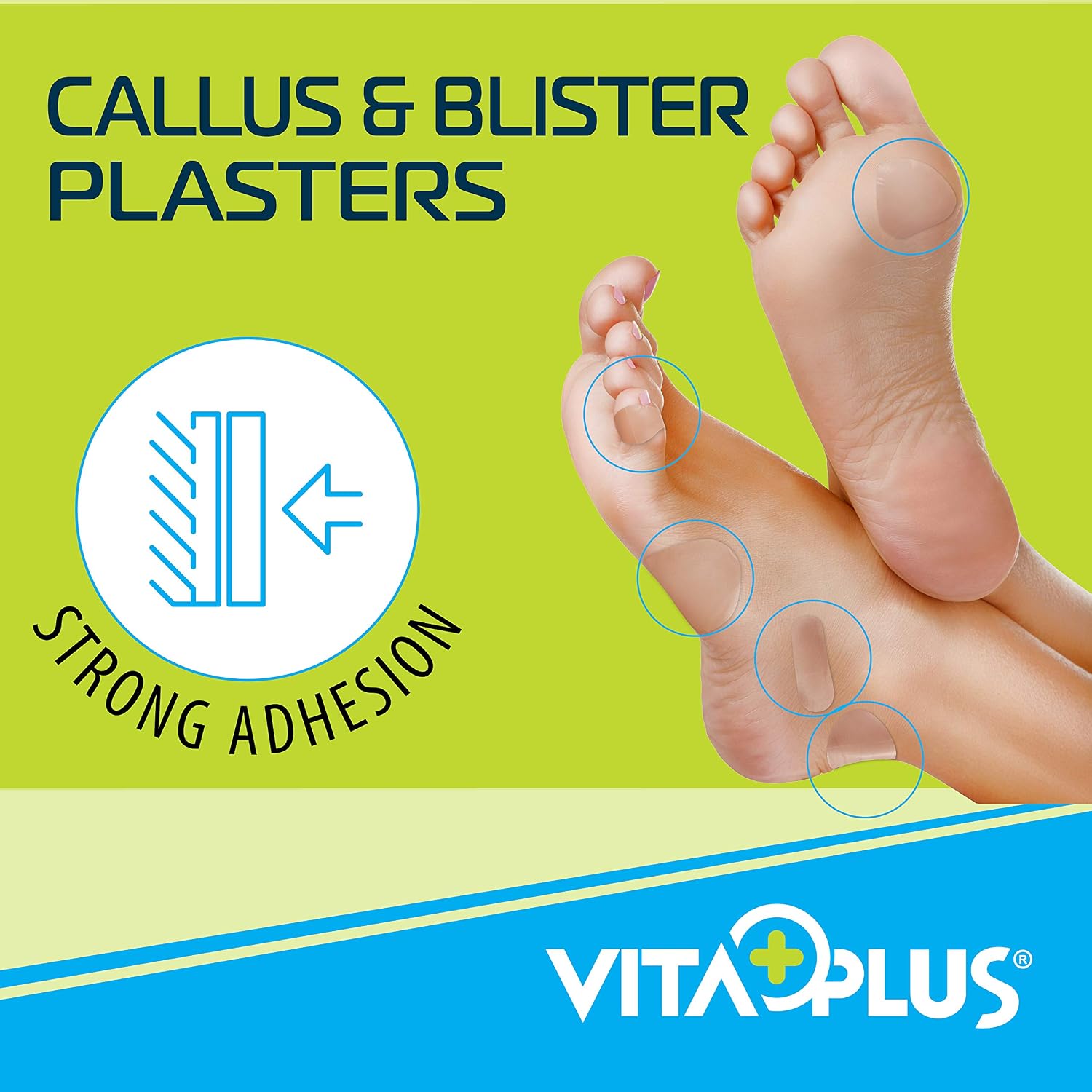 VITAPLUS Mixed Size Blister Plasters, 5 Hydrocolloid Blister Plasters, 2 x Medium, 2 x Small, 1 x Toe, Beige, 5 Count (Pack of 1) - Image 3