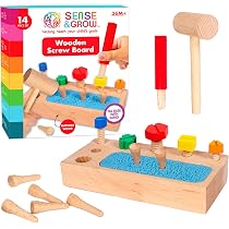 Amazon.com: Sense & Grow Wooden Screw Toy - Montessori Wooden ...