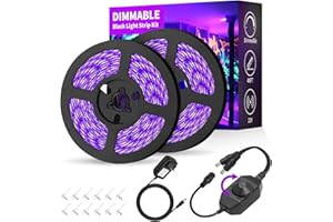 ISUERFY Dimmable Black Light Strip Kit 40ft/12M 720 LEDs, 12V Flexible Blacklight Fixtures, 385nm-400nm, Black Light LED Strips for Glow Party Fluorescent Poster Halloween Indoor Bedroom Decor, Non-Waterproof