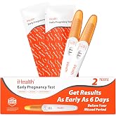 iHealth Pregnancy Tests, Early Detection at Home Pregnancy Test, 2 CT | hCG Test with 3-5-min results, over 99% Accurate from the Day of Expected Period, Long Grip Handle for Easy Sampling