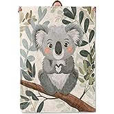 Mounidso Koala Blanket Flannel Throw Blankets, Cute Cartoon Bear and Forest Leaf Lightweight Warm Soft Cozy for Animal Lovers, Gifts for Sofa Couch Chair Living Room Bedroom Home Decor, 50x60inch