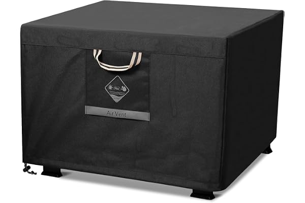 QH.HOME Fire Pit Cover Square Super Waterproof, 30" L x 30" W x 24" H Outdoor Firepit Table Cover 600D Strong Tear Resistant,