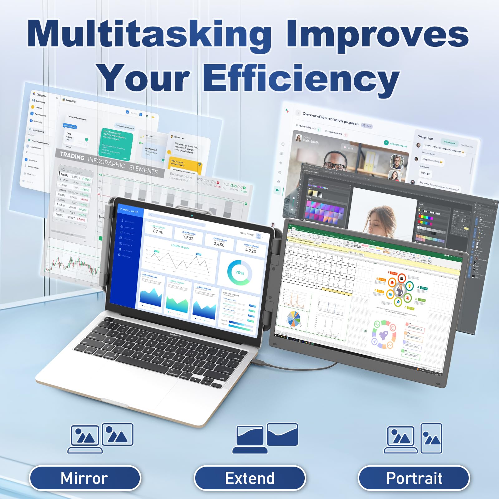 Cenerius 2K Ultra-Clear Laptop Screen Extender, 14