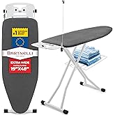 Bartnelli Extra Wide Pro Ironing Board 19x48 Ironing Surface with Iron Rest, Cord Holder, Shelf and 4 Layer Heat Resistant Cover and Pad