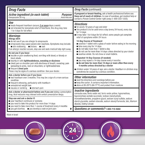 GOODSENSE OMEPRAZOLE DELAYED RELEASE TABLETS 20 MG, STOMACH ACID REDUCER FOR FREQUENT HEARTBURN TREATMENT, 28 COUNT