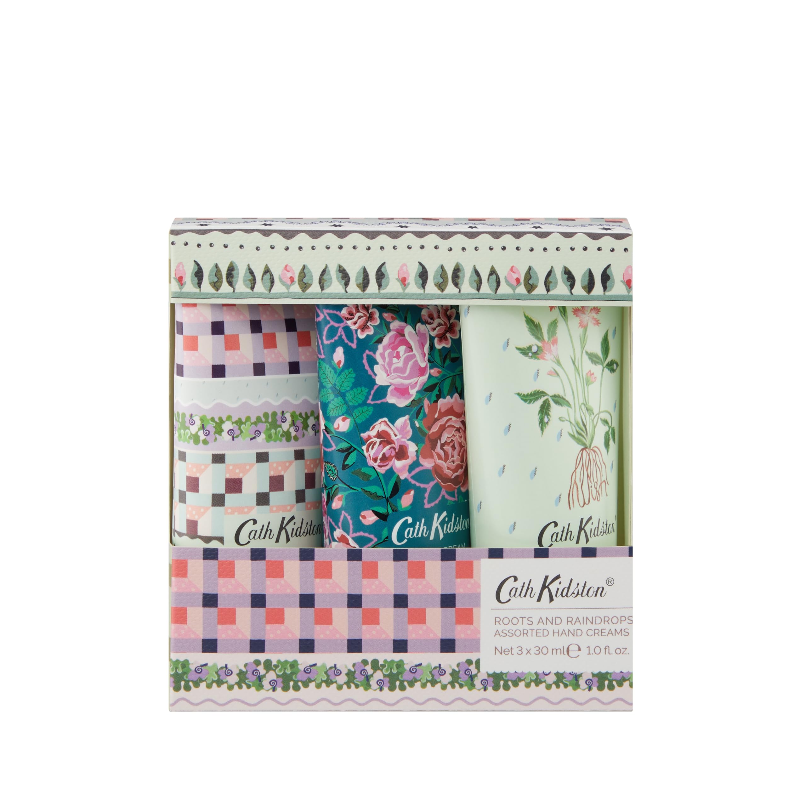 Cath Kidston Hand Creams 30ml x3, 3 Fragrances, Hand Moisturiser, Fits in Pocket, Handbag, Backpack or Toiletry Bag, Beauty Gift For Her, Travel Size, Vegan and Cruelty Friendly