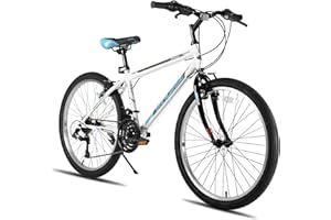 HH HILAND HILAND 24 26 Inch Adult Hybrid Bike, 21 Speed Commuter Bicycle, Mountain Bicycle for Women and Men with, High-Carbon Steel Lightweight Frame Urban Bike