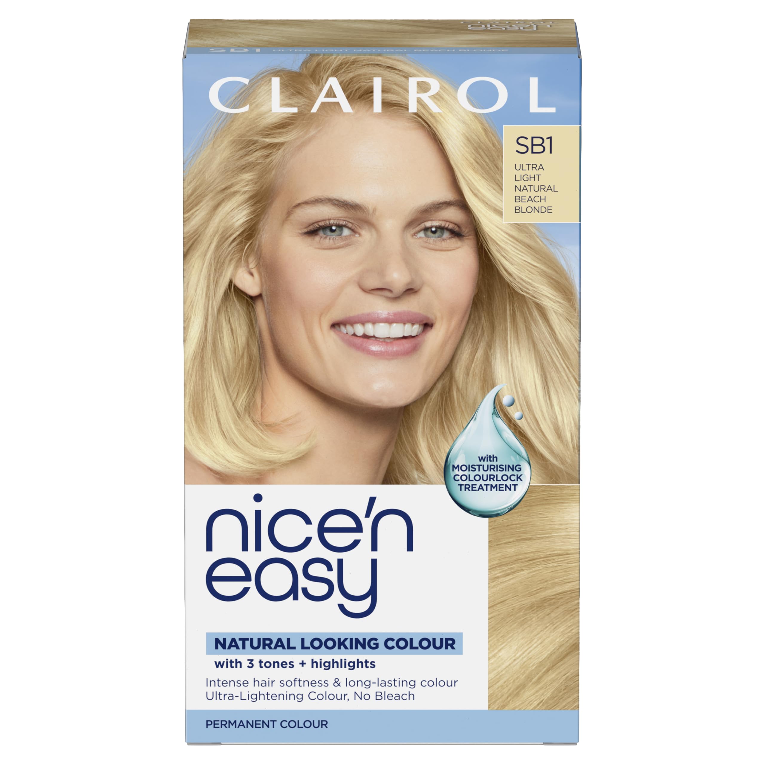 CLAIROL NICE'N EASY CRÈME PERMANENT HAIR DYE - SB1 ULTRA LIGHT NATURAL BEACH BLONDE