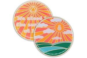 THE TOKEN SHOP 8 Year Sobriety Chip | Sunlight of The Spirit AA Coin Recovery Gift Affirmation Token | Glow in The Dark Gold Plated Medallion