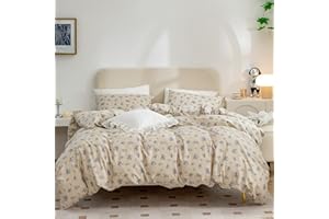 COTTONLIFE Floral Duvet Cover King, 100% Cotton 3 Pieces King Floral Bedding Sets for Girls, Purple Floral Chic Garden Style Floral Pattern Printed Duvet Cover King Floral with Zipper Closure (Floral, King)