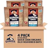 Quaker Organic Quick Cook Oatmeal, Breakfast Cereal, Non-GMO Project Verified, 24 Oz(Pack of 4)