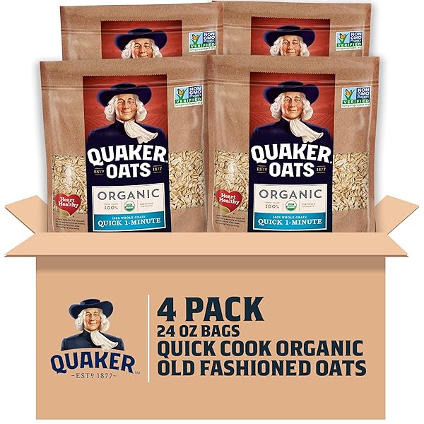 QUAKER ORGANIC QUICK COOK OATMEAL, BREAKFAST CEREAL, NON-GMO...