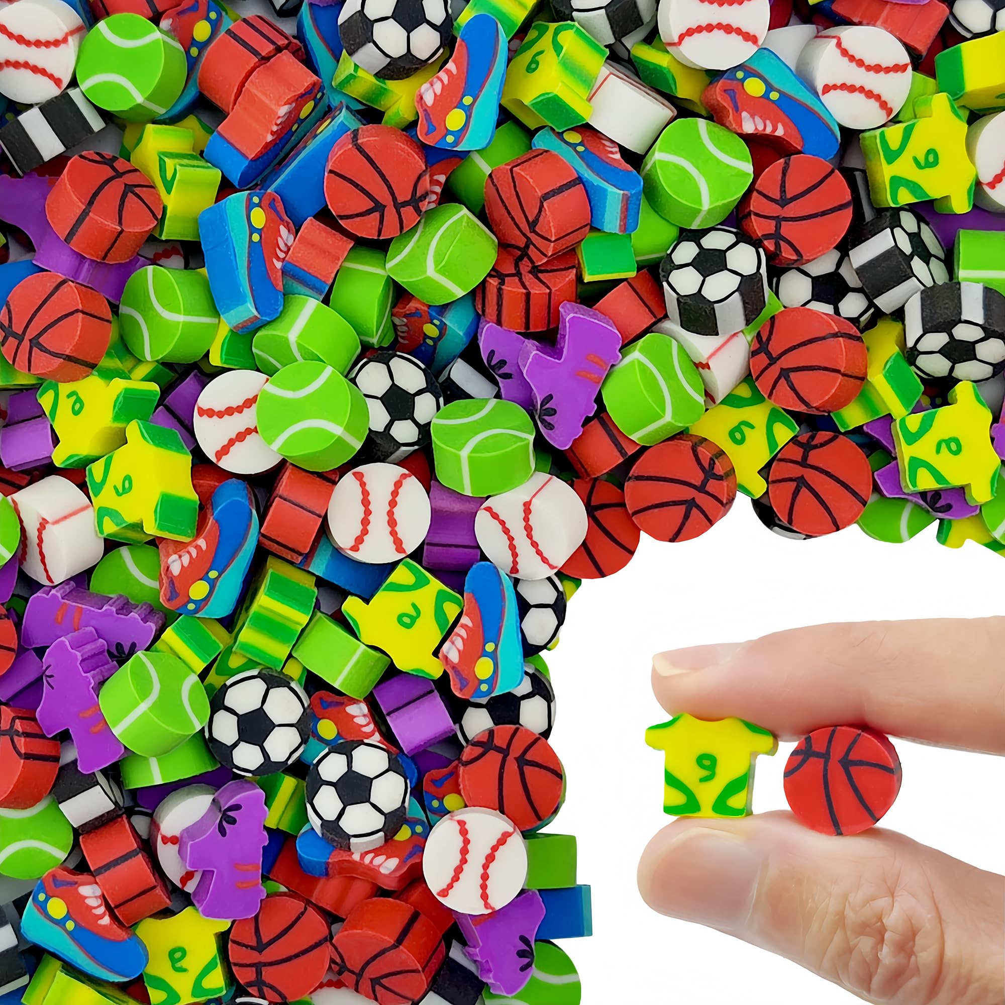 Photo 1 of 100pcs Ball Sports Mini Erasers for Kids, Bulk Cute Pencil Erasers Small Fun Erasers for Classroom Rewards Party Favors Gift Filling Eraser