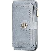 SENDEFN Women's Trifold Leather Wallet RFID Blocking Large Capacity Credit Card Holder Purse with Zipper Coin Pocket