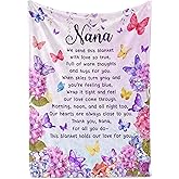 Huglanket Nana Gifts from Grandkids, Grandma Gifts for Nana, Butterfly Flannel Throw Blanket for Grandma on Birthday, Mothers' Day, Grandparents' Day, Christmas, 50" x 65"
