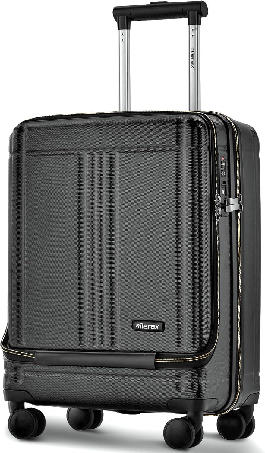 hard suitcase with front pocket