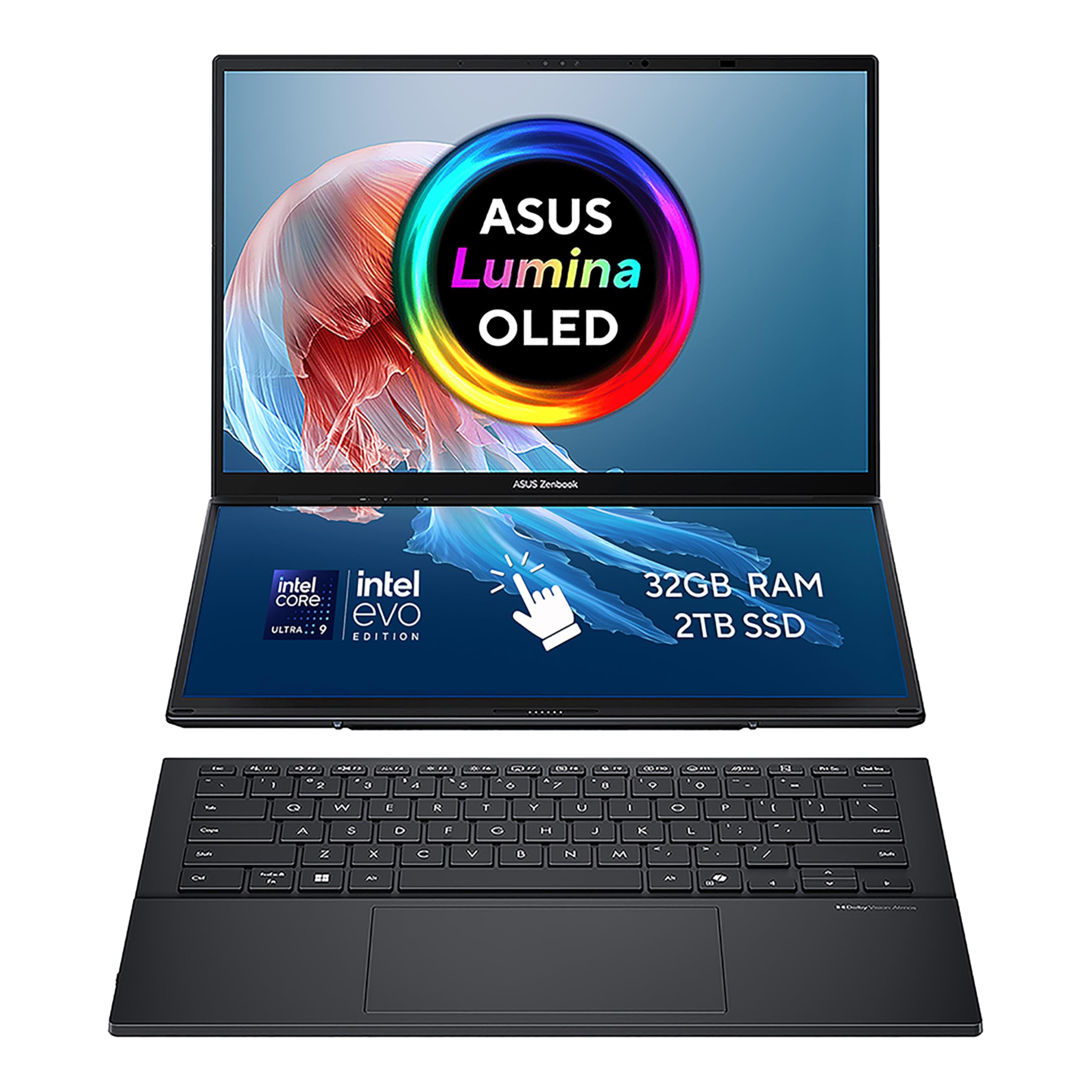 ASUS Zenbook Duo 14 OLED UX8406CA Laptop | 14.0" Full HD+ Dual-OLED Touchscreen | Intel Core Ultra 9-285H | 32GB RAM | 2TB SSD | Detachable Keyboard | Windows 11