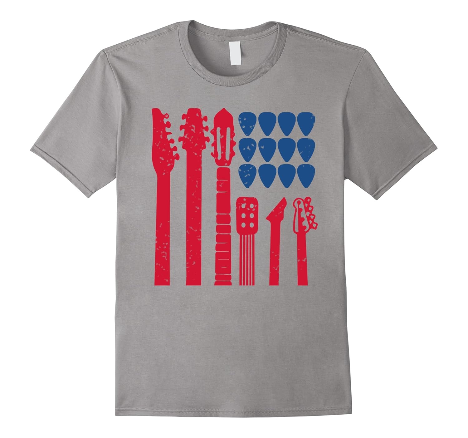 Guitar Necks American Flag Guitar T-Shirt Distressed-ANZ