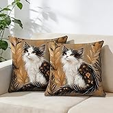 seewan Throw Pillow Covers 18x18 Set of 2, Decorative Linen Pillow Cover for Couch Sofa Bedroom Living Room, Spring Floral Cushion Covers with Hidden Zipper, Modern Farmhouse Decor for Home Decor