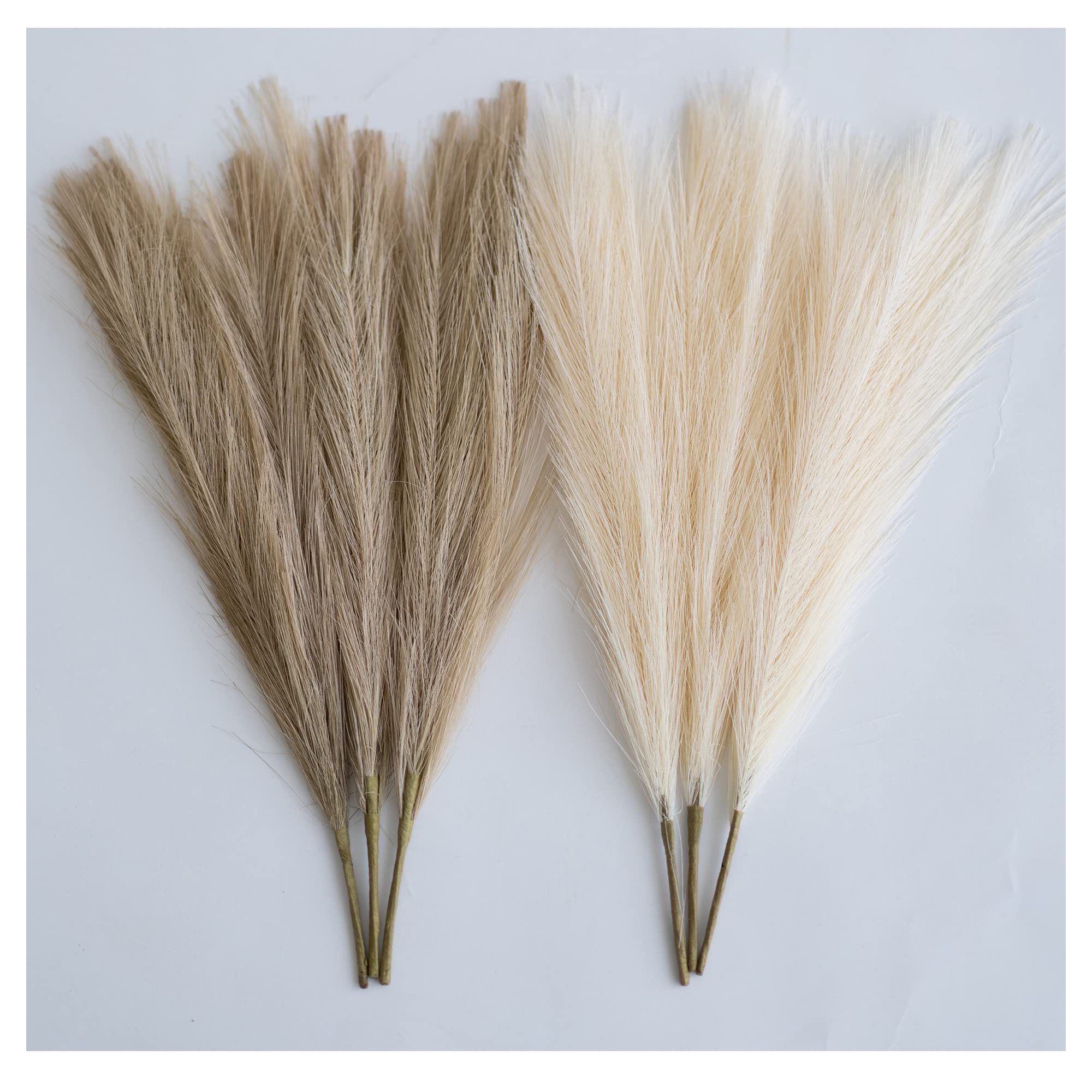 ChagoArt Pampas Grass Decor - Tall Faux Pampas Grass, 17"-6 Stems, Beige & Taupe, Artificial Pompas Floral
